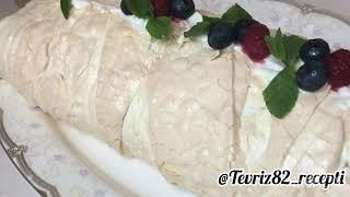 Меренговый рулет. Нежный десерт.