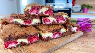 ДВА в ОДНОМ! Абсолютный хит - вкуснейший БРАУНИ - ЧИЗКЕЙК С МАЛИНОЙ. Выпечка брауни чизкейк  рецепты