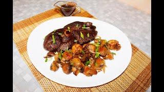 Стейк из окорока северного оленя томленный в вине