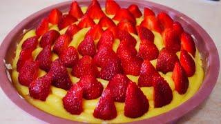 ТОРТ ПИРОГ с ЗАВАРНЫМ кремом и КЛУБНИКОЙ НЕЖНЫЙ и ТАЕТ ВО РТУ