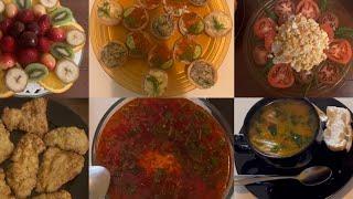 Приготовления борща,супа, куриных отбивных,разные тарталетки,салаты. Празднования Нового 2022 года