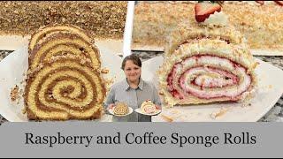 Raspberry and Coffee Sponge Rolls. ( Малиновый и кофейный рулеты )