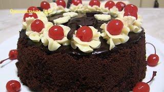 Торт "Пьяная вишня" -  популярный шоколадный торт с заварным кремом и вишней | Оригинальная Еда