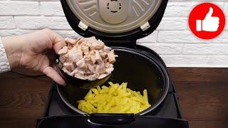 Из Простых Продуктов - необычный вкусный сырный суп с курицей в мультиварке на Обед