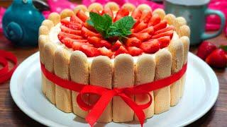 Торт Клубничный Тирамису // Тирамису с Клубникой без Выпечки // Рукодельный Vlog