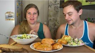 Супер домашний МУКБАНГ/ окрошка, тефтели, пюрешка #семьятарлавиных #мукбанг