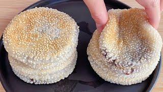 豆沙芝麻餅，美味簡單做法，軟糯香甜，比吃肉香，【麗麗廚房】，#豆沙芝麻餅的做法，#豆沙芝麻餅料理，#豆沙芝麻餅食譜，#家常菜，#美食，#cooking，#food，#Recipe