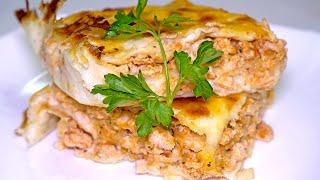МЯСНАЯ ЗАПЕКАНКА (Пирог) из ЛАВАША с соусом БЕШАМЕЛЬ ☆ Это очень ВКУСНО! Блюдо из фарша в духовке