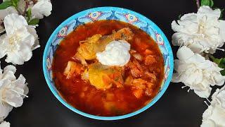 БОРЩ за 40 минут  С Мясом. В одной  КАСТРЮЛЕ! Borsch For 40 min. Russian dishes.