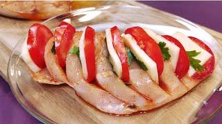 Вкусное красивое блюдо ИЗ КУРИНОЙ ГРУДКИ с помидорами и сыром. Простой рецепт на ужин и на праздник