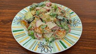 ЭТО ВКУСНО❗Быстрый салат из того, что есть на грядке и в любом магазине. Салат за 5 минут + вкусный