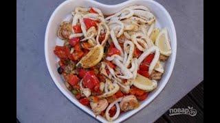 Салат из кальмаров с креветками. Вкусные блюда рецепты с фото