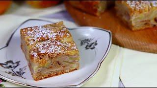 Яблочный пирог с орехами, где очень много, много яблок. Просто и быстро! Очень понравится!