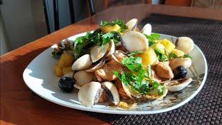 Мясо по Алентежански.Мясо(свинина),картофель,малюски. Португальский рецепт.