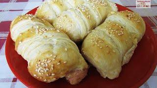 СОСИСКИ С СЫРОМ В СЛОЁНОМ ТЕСТЕ.  Супер Быстро и Вкусно! Рецепты из Слоёного Теста
