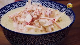 Белый гаспачо с крабовым салатом