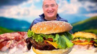 Как приготовить ДОМАШНИЙ РОСТБИФ БУРГЕР | Дорогой и вкуснейший БУРГЕР |Рецепт гамбургера на огне