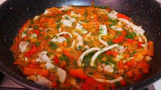 Как очистить кальмары от шкурки.  Блюдо из Египта. Тушенные кальмары с овощами