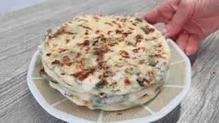Лепешки с Зеленым Луком и Сыром на Сковороде. Как приготовить лепешки.