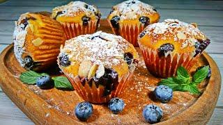 Творожные кексы с черникой и миндалём. Готовятся быстро и просто. Рецепты моей кухни