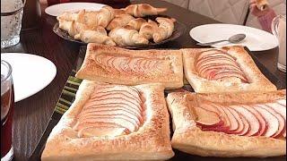 Вкуснейшая выпечка к чаю и кофе! Слойки с яблоками и шоколадом из готового слоеного теста.