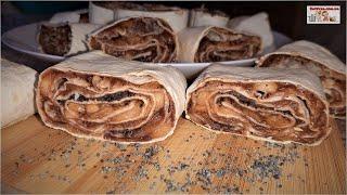 Рулет из ЛАВАША с ЯБЛОКАМИ, КОРИЦЕЙ и МАКОМ - Вкусный и Сочный ДЕСЕРТ! Ленивый и Постный Штрудель!