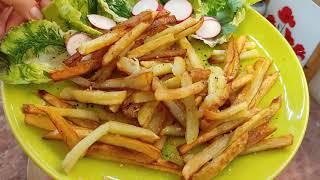 Меню за 10 мин . ЖАРЕННАЯ КАРТОШКА ФРИ И САЛАТ. Меню на каждый день.