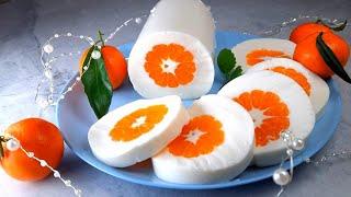 Десерт на Новый год "Мандарины в СНЕГУ" без Выпечки. Понравится взрослым и детям!