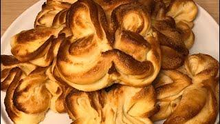 «САХАРНЫЕ ПЛЮШКИ БАБОЧКИ» из йогуртого теста. Это тесто великолепно даже через трое суток!