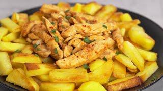 Всего 2 ингредиента и вкусный ужин готов! КУРИЦА С ЖАРЕНОЙ КАРТОШКОЙ. Рецепт Всегда Вкусно!
