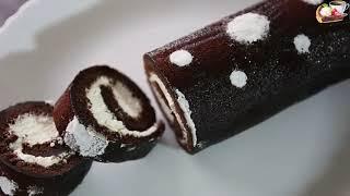 Бисквитный рулет на сковороде за 5 минут (без духовки). Рецепт Шоколадного рулета с кремом на выбор.