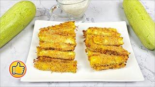 Хрустящие палочки из кабачков в сырной панировке | простой рецепт закуски