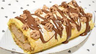 ROTOLO CON CREMA AL MASCARPONE E NUTELLA - dolci facili e veloci