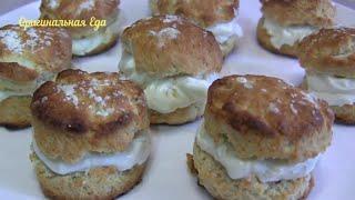 Традиционные английские сконы - очень нежное песочное печенье с начинкой крем-чиз | Оригинальная Еда