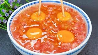 西紅柿里打入4個雞蛋，5分鐘解決全家早餐，孩子天天點名要吃，香，【麗麗廚房】，#西紅柿雞蛋餅的做法，#西紅柿雞蛋餅料理，#西紅柿食譜，#家常菜，#美食，#cooking，#food，#Recipe