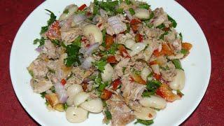 Салат с консервированным тунцом и фасолью. Универсальный рецепт приготовления.
