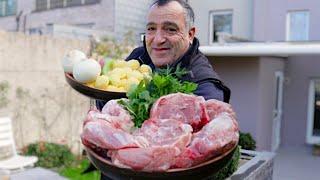 Необычный рецепт приготовления сочного мяса в казане на костре,который получится у каждого