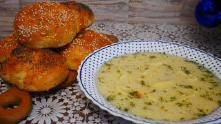 Суп с сырными рулетиками. Булочки на ВОДЕ к супу, борщу. ПЕРВОЕ БЛЮДО . Рецепт вкусного супа