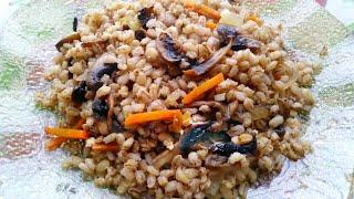 Перловка с шампиньонами, луком и морковью! Вкусно и сытно!