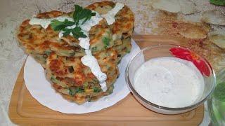 Самые вкусные Ленивые пирожки с зеленым луком и яйцом за 10 минут + соус!