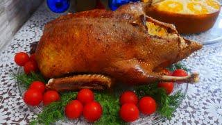 Запеченная утка в духовке с рисом и овощами. Утка в рукаве на праздник,праздничный стол, ужин