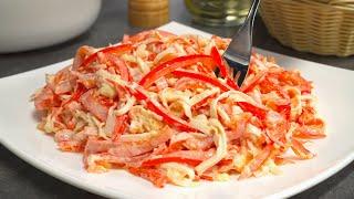 "КРАСНОЕ МОРЕ" - салат с крабовыми палочками к ужину и на новогодний стол. Рецепт от Всегда Вкусно!