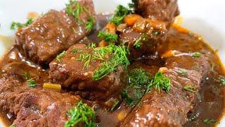 Как приготовить Жесткое Мясо, чтобы оно таяло во рту. Тушеная Говядина с подливой. Вкусная говядина!