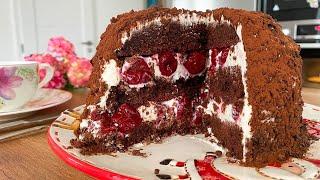 Без Духовки ✧ Как БЫСТРО и ПРОСТО Приготовить  Очень Вкусный ТОРТ ЧЕРНЫЙ ЛЕС с ВИШНЕЙ✧