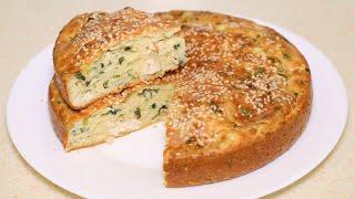 Смешиваю тесто и начинку за 5 минут. Заливной пирог с курицей и зеленым луком.