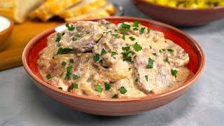 Знаменитый немецкий ШНЕЛЬКЛОПС. "Быстрая отбивная" тушеная в сметане. Рецепт от Всегда Вкусно!