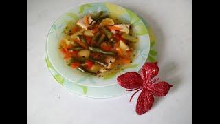 Суп с фасолью и овощами на курином бульоне.То что надо для диабетика 2 типа.